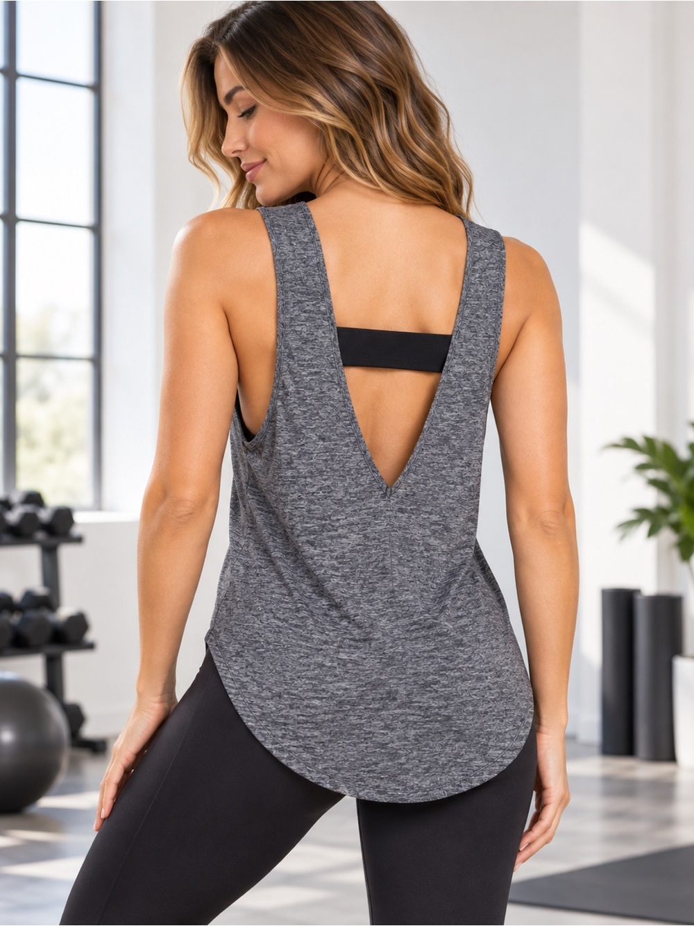 BCG Athletic V-Neck Mesh Back Activewear Tank Top - Large